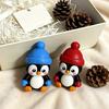 Small Penguin Figurine Cute with Knit Hat, 3D Printed Cartoon Holiday Gift for Friends Animal Statue Christmas Desktop Ornament, Car Dashboard