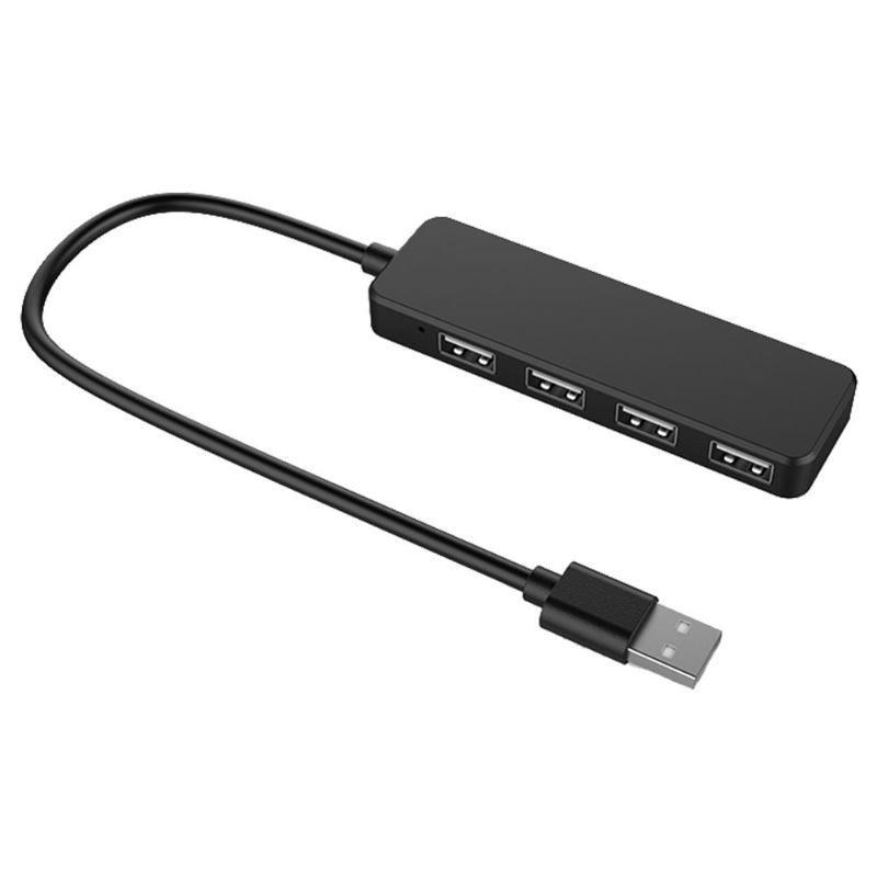

1PC Ultra-thin USB 2.0 Multi-USB 4 Port Splitter Hub Adapter Dock Expander PC Laptop Computer Accessories чёрный