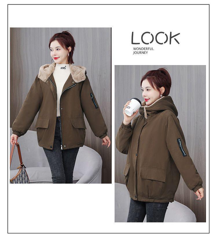 Women's Hong Kong Style Winter Cotton Jacket - Mid-Length, Thickened, Plus Velvet, Trendy & Versatile