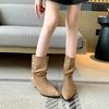  Fat Mm Low Heel Martin Boots Suede Thin Boots Small Short Boots Stacking Boots and Bare Boots Large Size Women's Shoes