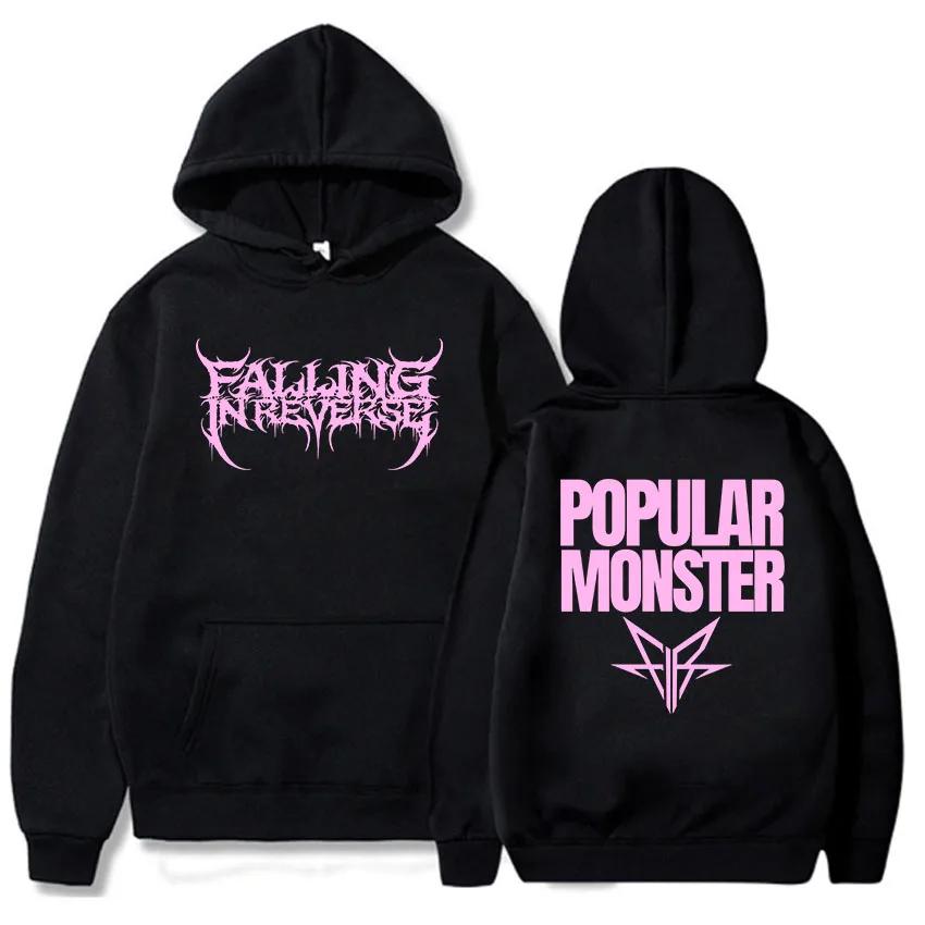 Autumn and Winter Comfortable Soft Men's Trendy Loose Hoodie Falling In Reverse Album Popular Monster Print Adult Sweatshirt