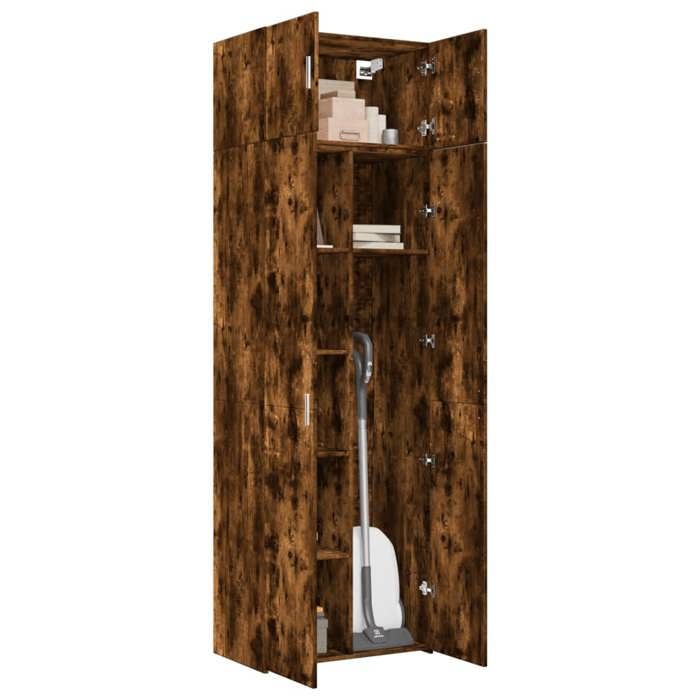 VidaXL Storage Cabinet Smoked Oak 70x42.5x225cm Engineered Wood, Bathroom Storage Cabinet, Unit of 3281333