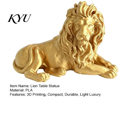 Liegende Löwen-Skulptur Goldene Harzfigurine, 3D-gedruckte liegende Statue, Kleine Statue für Bücherregal Schreibtisch Weinschrank Tischdekoration