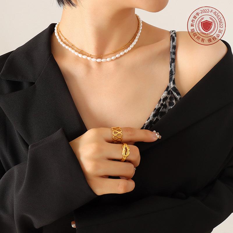 Zircon Necklace Women's Double Layer Necklace Ins Wind Elegant Retro Clavicle Chain Waterproof Fashion Party Zircon Wholesale