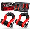 2pcs 3/4" D-Ring Shackle U-Hook Loop Shackles with Screw Pin Isolators Washers for Jeep Off Road Vehicle Recovery