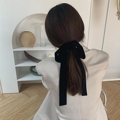 Vintage French Velvet Bow Hair Tie for Women