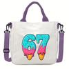 Steal a Brainrot 67 Unicorn Printed Student Crossbody Bag Casual Canvas Shoulder Bags