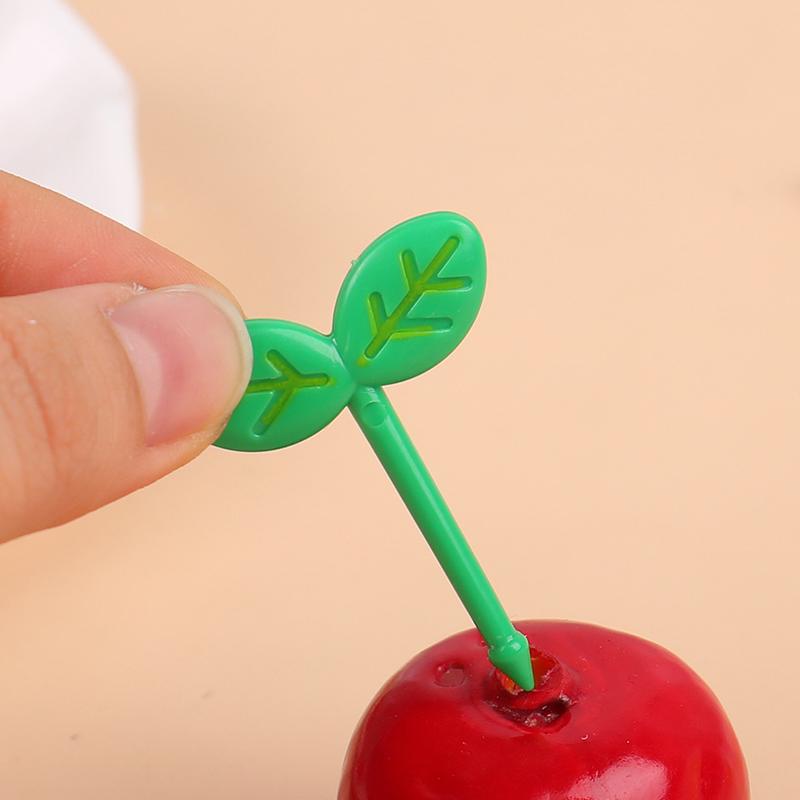 8Pcs Kids Fruit Picks Needle Stick Toothpicks Mini Leaf Shape Fruit Cake Dessert Food Forks Lunch Box Decor Bento Accessories