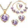 Women's Crystal Heart Jewelry Set: Necklace, Earrings, Ring, and Bracelet