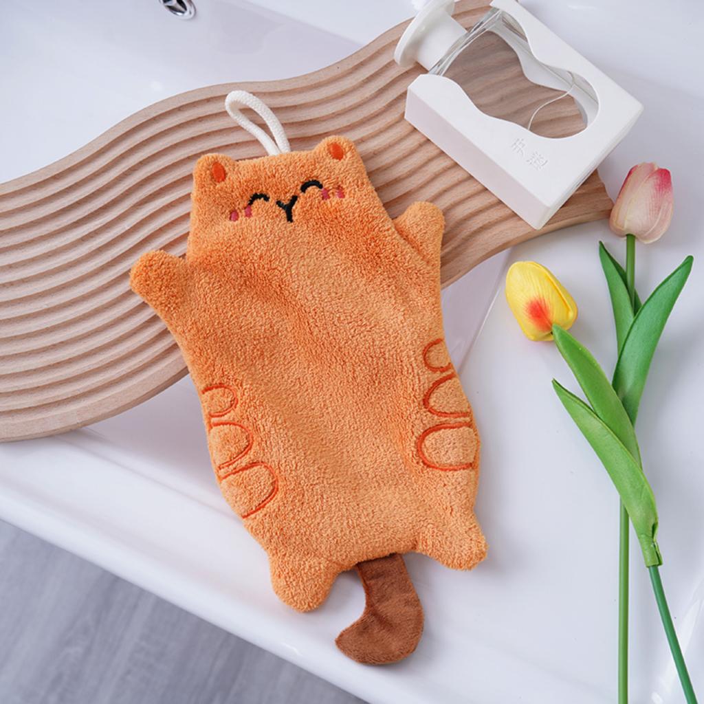 Thick Coral Fleece Embroidered Towel Cute Hand Towel Kitchen Children's Small Towel