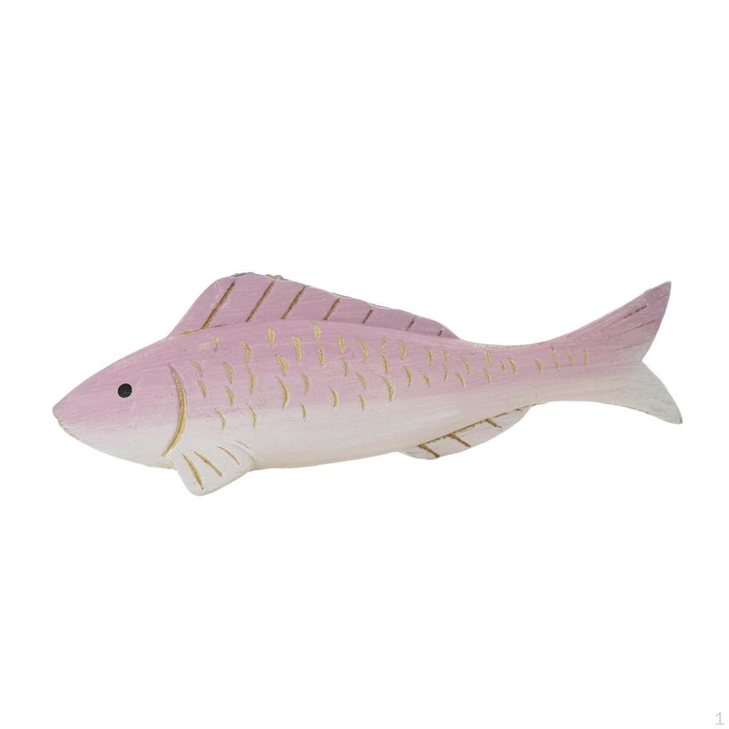 Fish Statue Wooden Figurine Birthday Gift Sculpture Ornament for Living Room Cafe Table