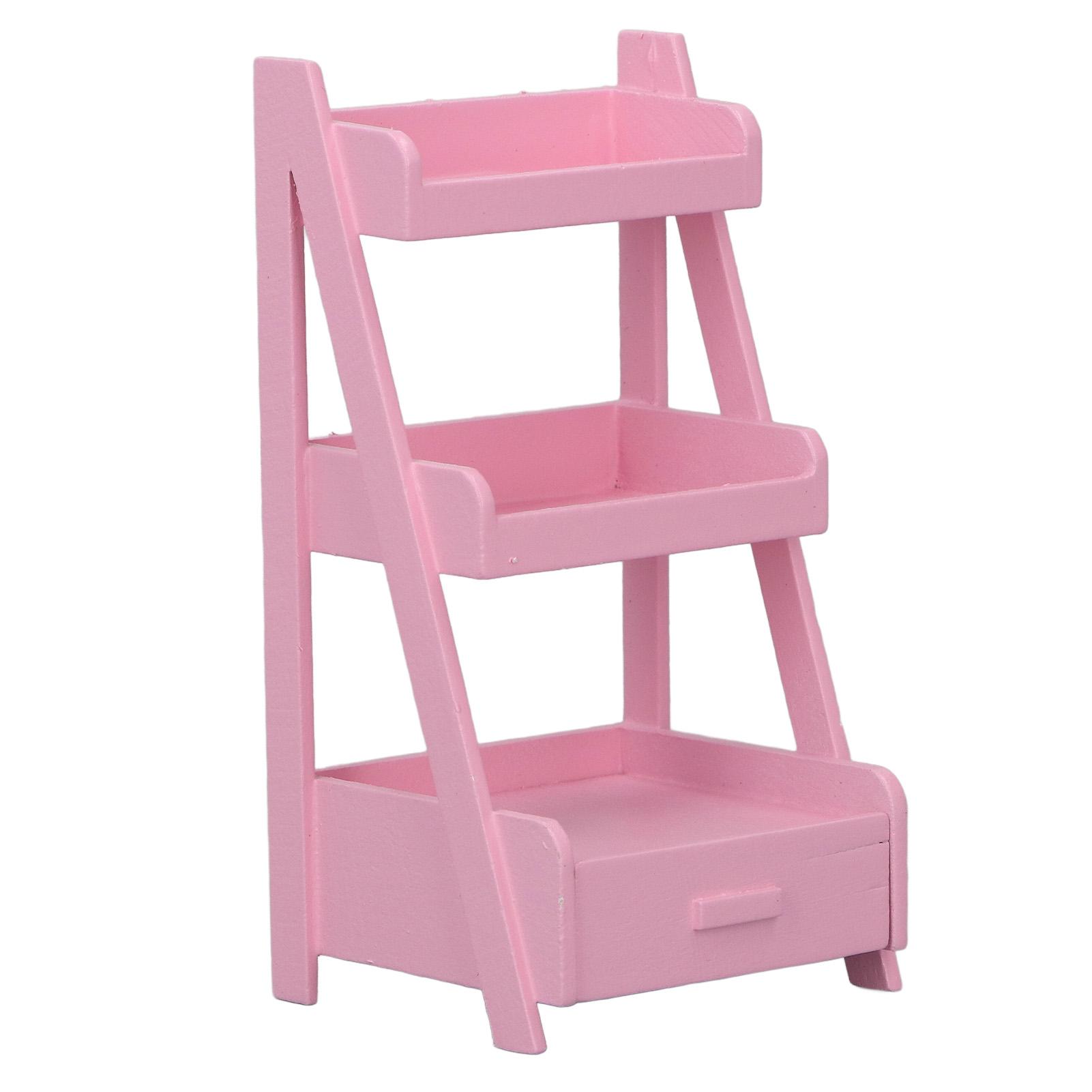 

1:12 Подставок для цветов для кукольного домика для детей 3 яруса Ручной работы Березовая фанера Полка для цветов для кукольного домика с розовый