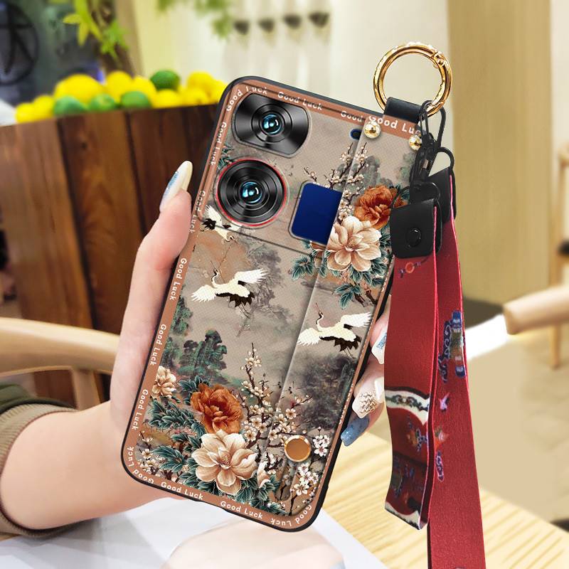 Lanyard Fashion Phone Case For ZTE Nubia Z60 Ultra For Mom Shockproof Protective Anti-knock Kickstand Chinese Style Ring