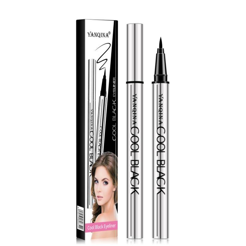Yanqina Cool Black Eyeliner Flüssigstift, Schnelltrocknend Wasserdicht, Make-up Haltend und Wischfest Eyeliner