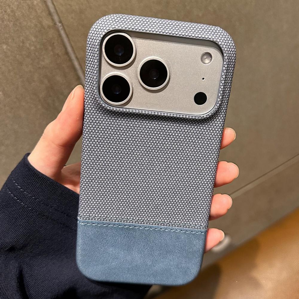 Original Splice Fabric Leather Case For iPhone 17 Air 16 15 14 Plus 13 12 Pro Max Frameless Matte Shockproof Armor Cover