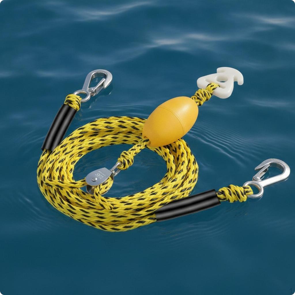 Marine Tow Line with Pulley Shock Absorbing Bungee Dock Stretchable Mooring Rope Water Sports