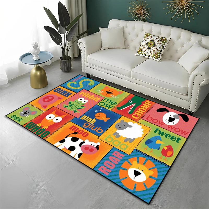 Cartoon Alphabet Animal Carpet For Early Education Classroom Playroom Decor Children Crawling Area Rug Non-slip Bath Floor Mat