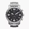 Men's Black Leather Grey Stainless Steel Analog Quartz Watch JR1353
