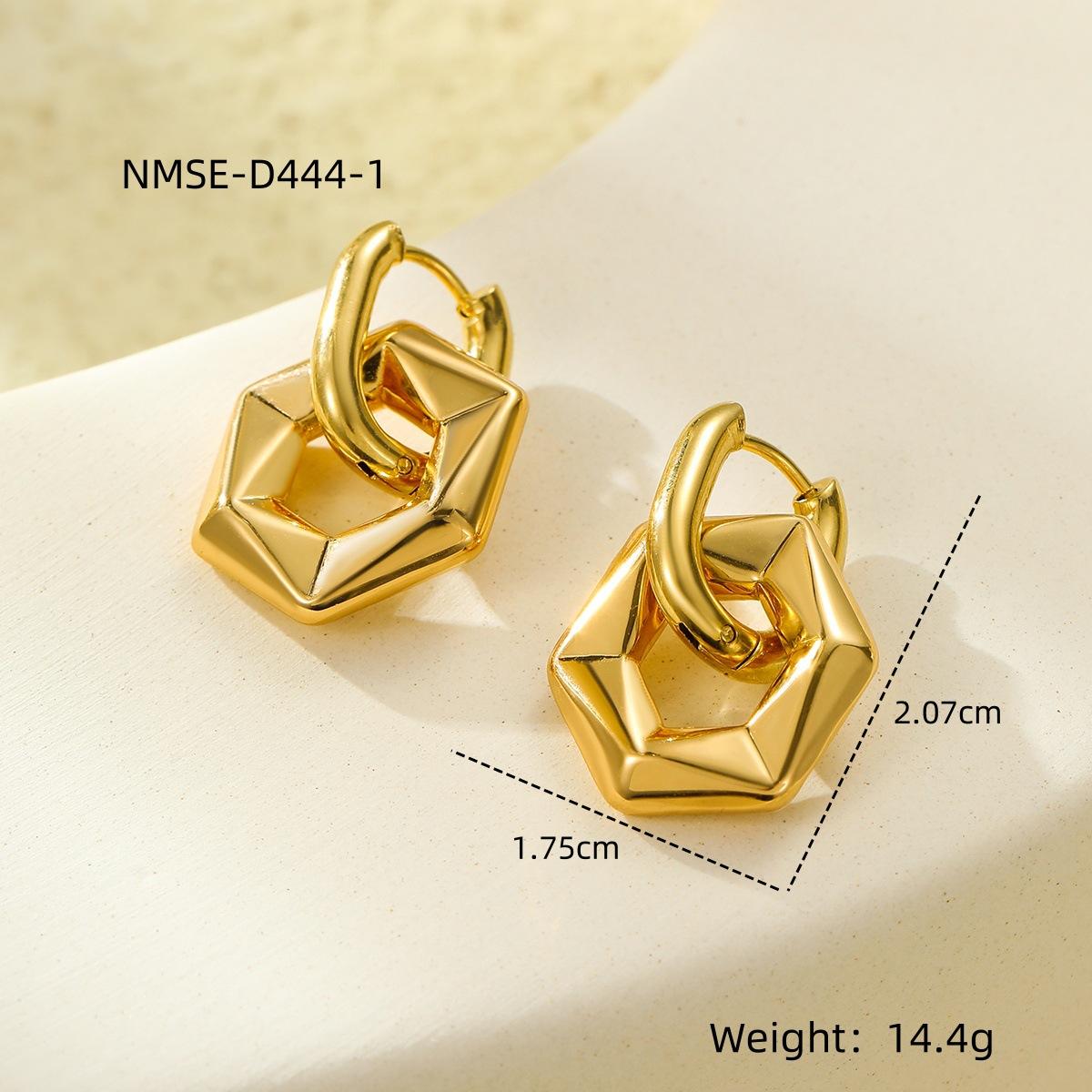 GEMCHIC Women s Six-Piece Stainless Steel Geometric Hexagonal Stud Earrings Simple Fashion Jewelry