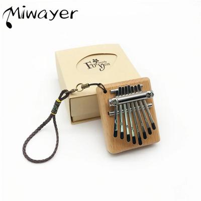 Kalimba mit 8 Tasten, Daumenklavier, quadratisch, Mini-Taschenkalimba, massives Buchenholz, C-Taste