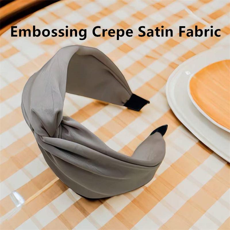 Women Wide Brimmed Embossing Crepe Satin Cloth Knot Hairbands Fashion Female Casual Shopping Hair Hoop Accessories