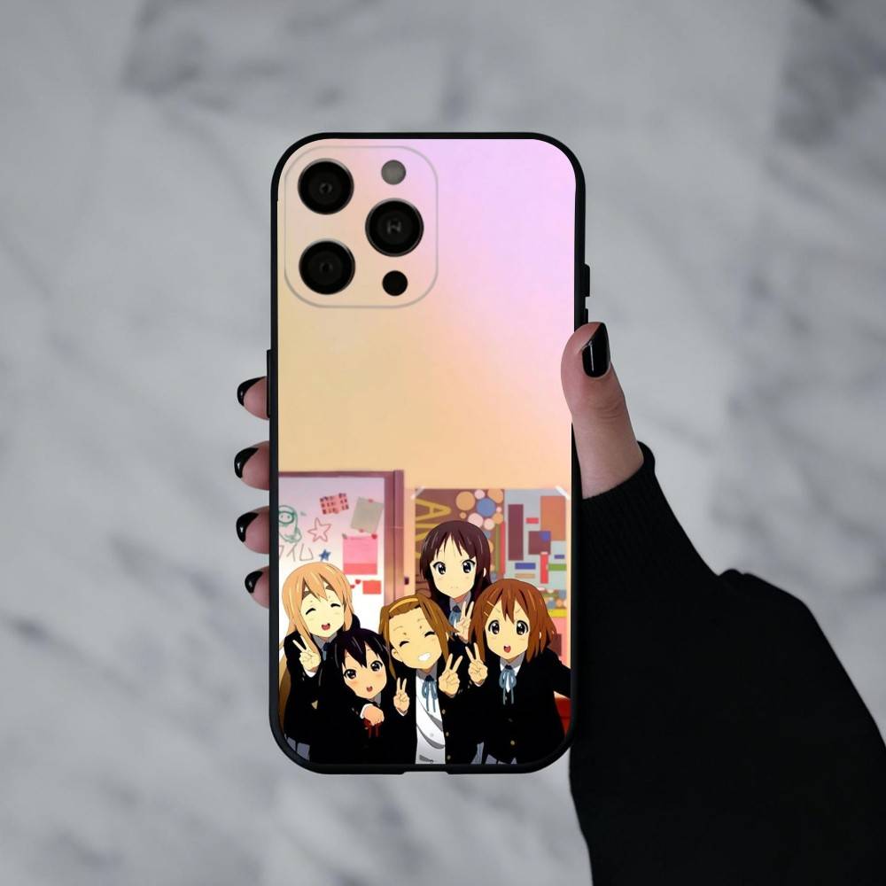 K-K-ON M-Music G-Girls Phone Case For iPhone 17pro,16,15,14,13,12,11 Plus,Pro Max,XS,Soft Silicone Black Cover
