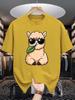 Unisex Crew Neck Tee Cool Sunglasses Alpaca Cartoon Graphic Print Soft Cotton Loose Short Sleeve Summer Casual Male Streetwear Tops