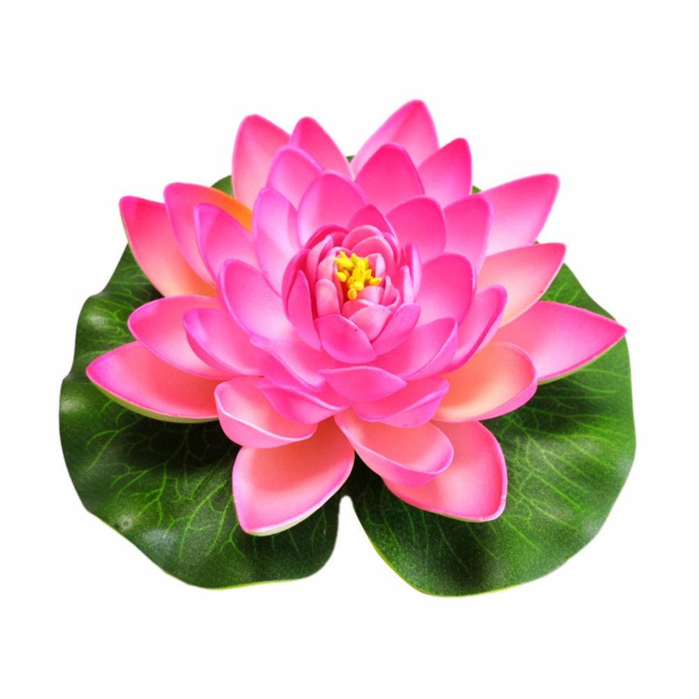 18cm Colorful Artificial Lotus Fake Floating Water Lily Flower Lotus Lifelike Micro Landscape Pond Plants Garden Pool Decor