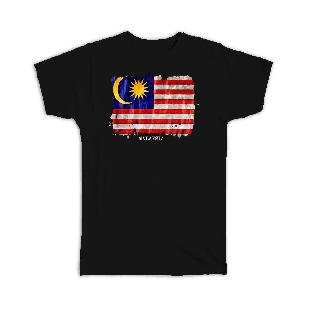 Gift T-Shirt : Malaysia Flag Asia Travel Expat Country Watercolor S