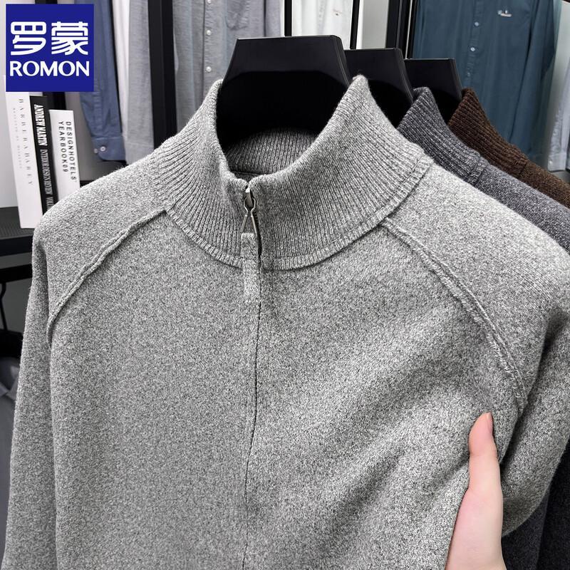 Romon Men's Zipper Knit Cardigan Sweater