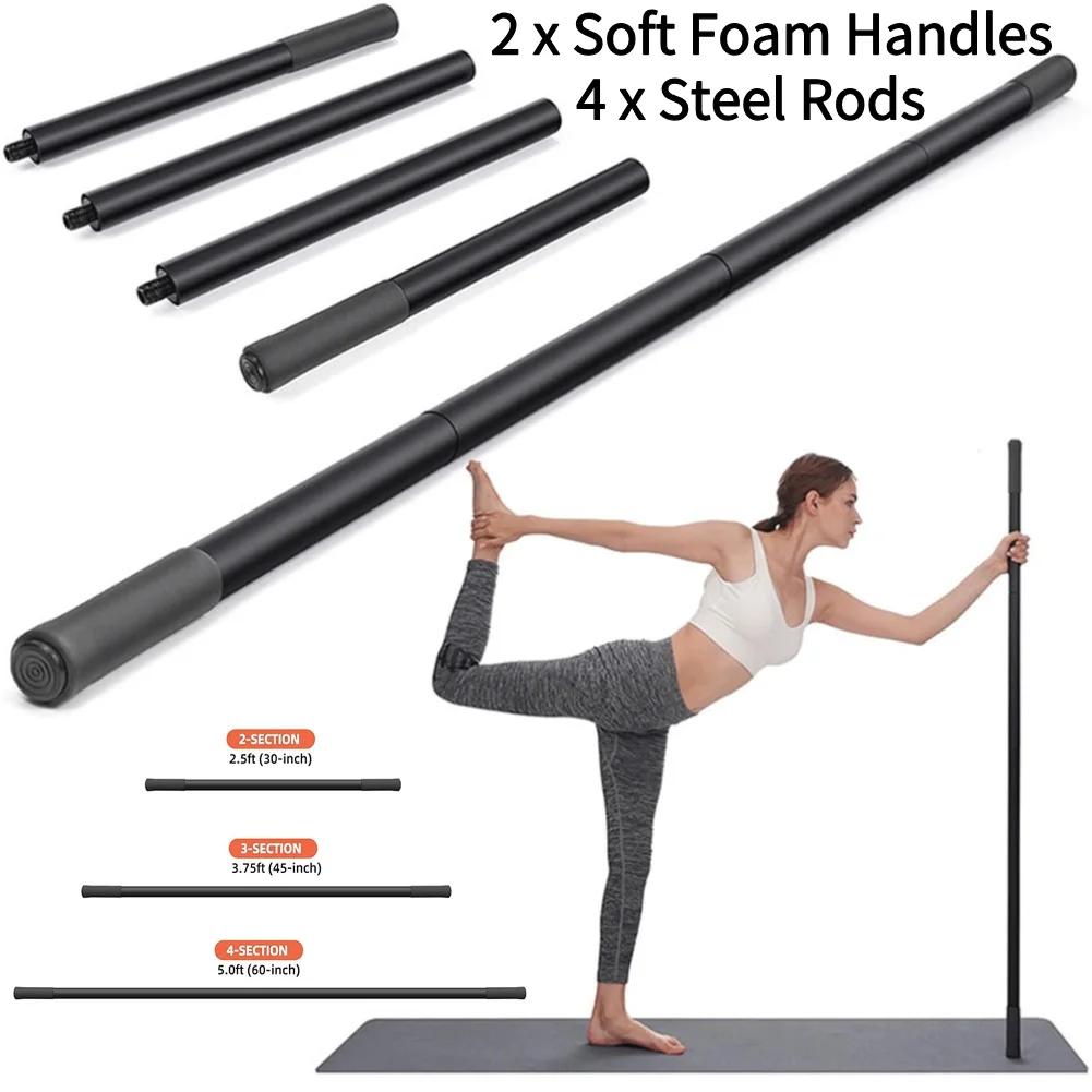 Yoga Stick 5 Ft Stretching Stick Adjustable Stretching Exercise Stick with Non-Slip Handle Stretch Stick for Exercise Stretching