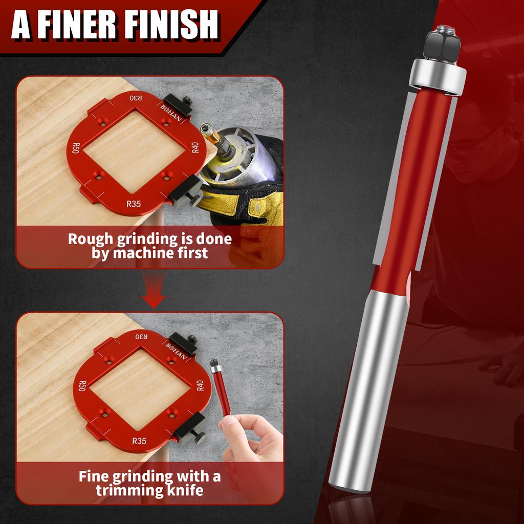 2Pcs Trimming Machine Cutting Fillet Template R10 to R40 R-angle Arc Template Aluminum Alloy Router Corner RadiusTemplates