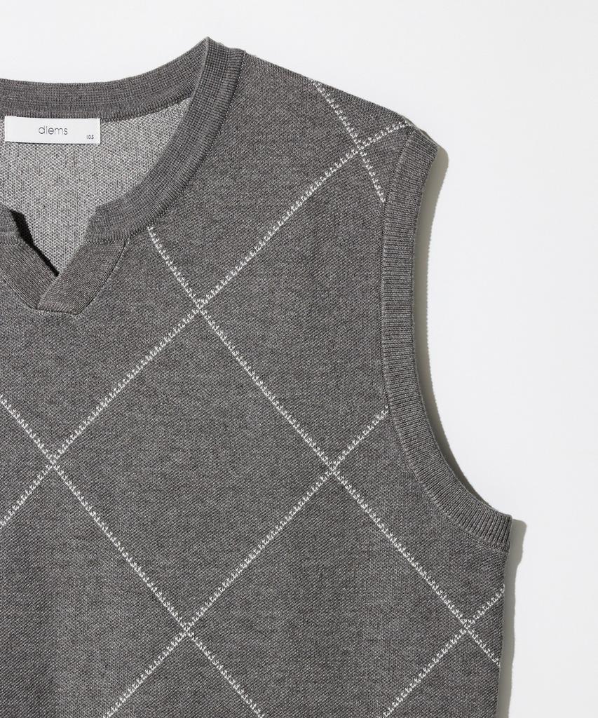 Stco Diems Washable Argyle Notched Neck Vest_Charcoal Gray (Classic Fit)_Dkvxa03Ccc