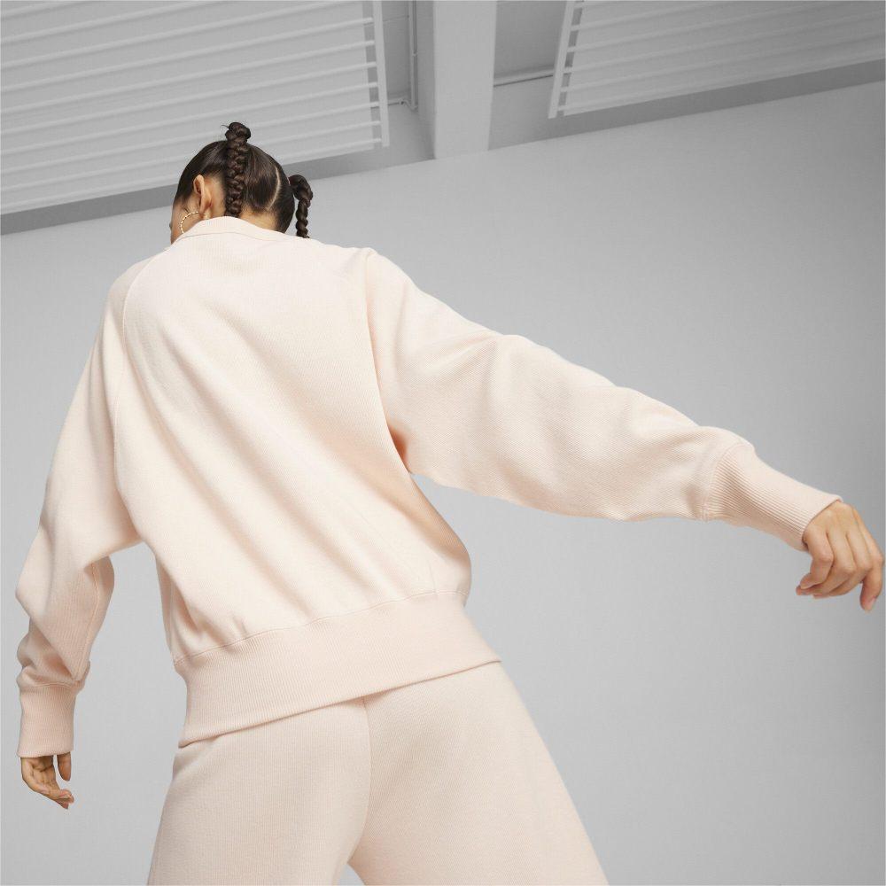 Puma Letter Embroidery Casual Crew Neck Pullover Sweatshirt Women Sweatshirt Peach 626036-64