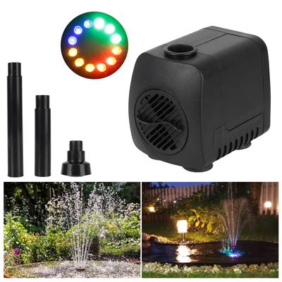 Einstellbare 15 W mit 12 LED-Lichtern, Garten-Aquarium-Brunnen-Wasserpumpe, EU-Stecker mit Netzkabel, wasserdicht, extrem leise