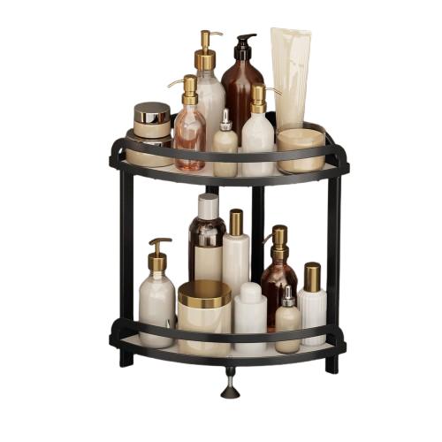 Rohový poličkový organizér 2patrový Kuchyně Koupelna Skladování kosmetiky Moderní Karbonový Posuvný Organizér do skříňky Zásuvka