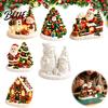 Cute Xmas Tree House Santa Snowman Unpainted Gypsum Statues Figurine Craft Set Festive Plaster Models for Painting DIY Christmas Kit  Holiday