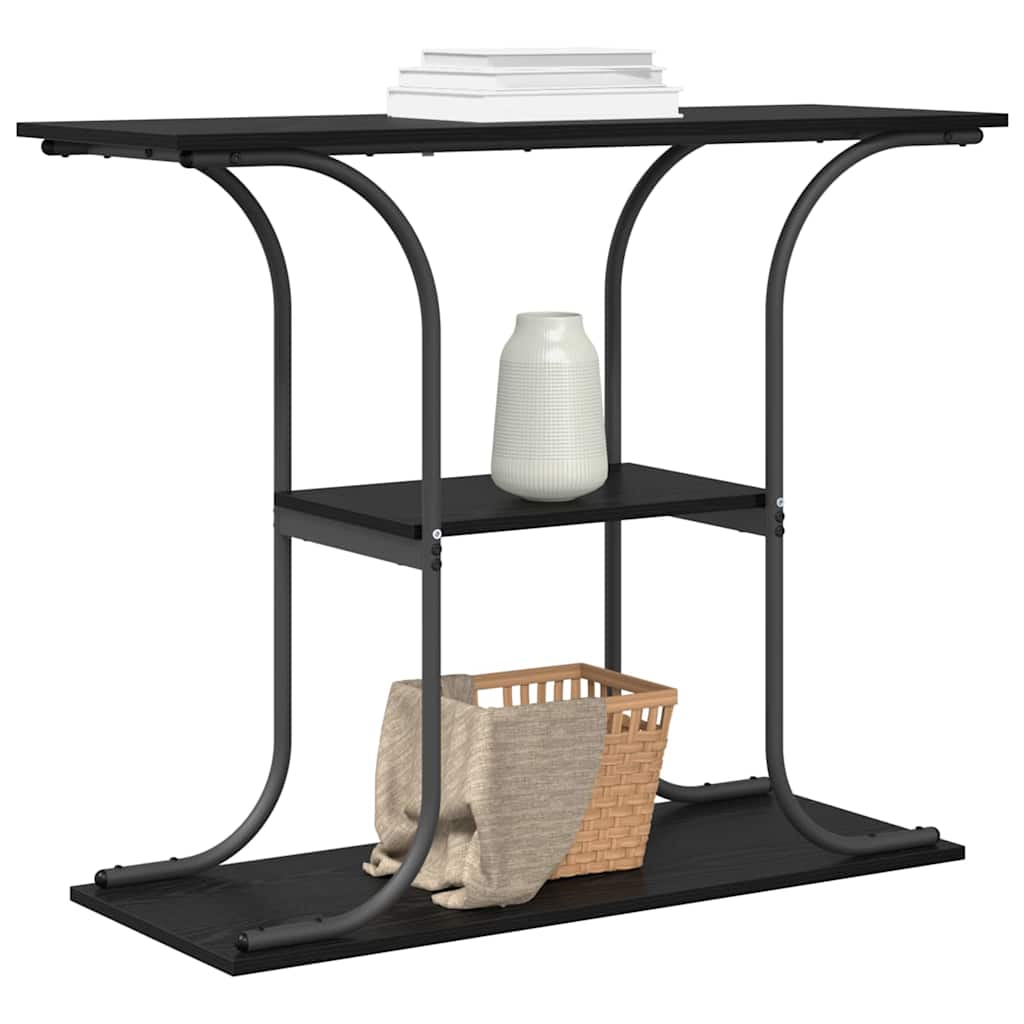 Console Table with Shelf Black Oak Effect 101 X 35 X 80.5 Cm