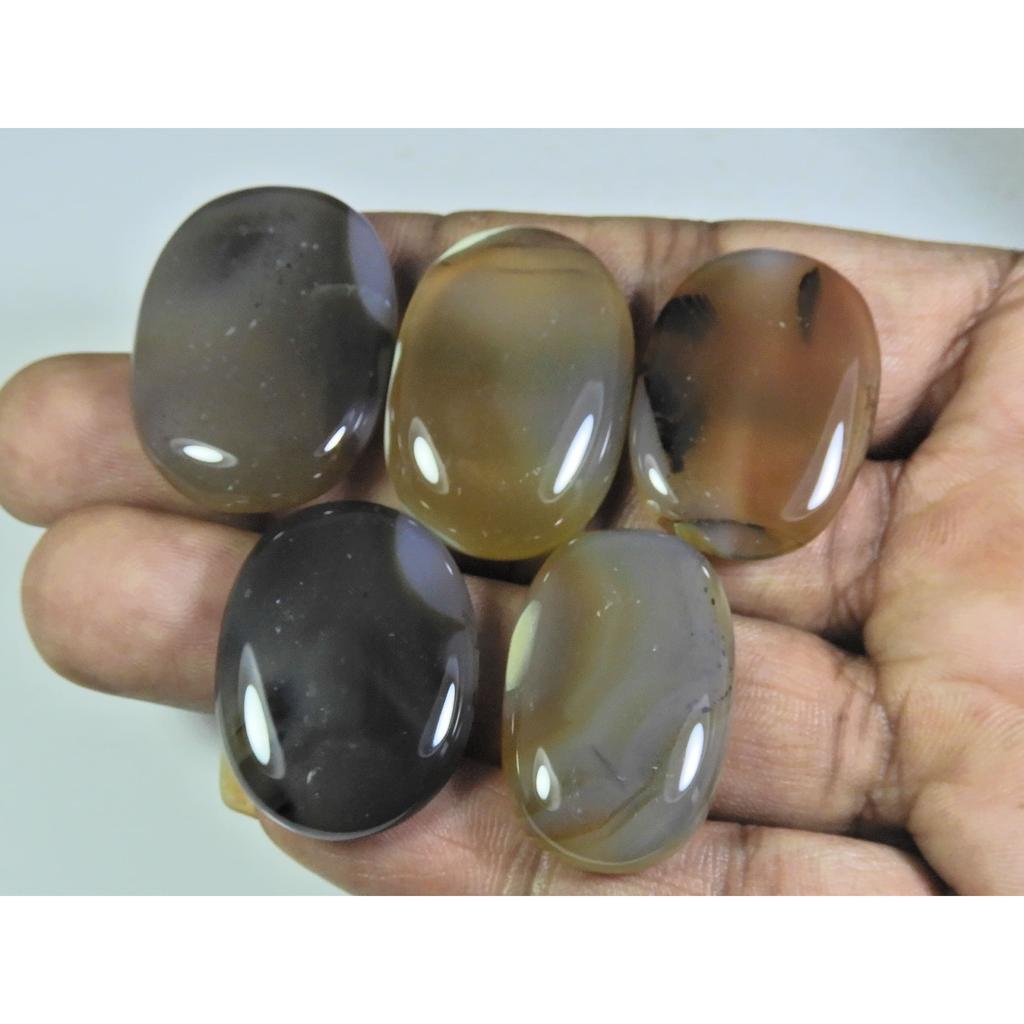 192Cts. Natural Botswana Agate Oval Cabochon Loose Gemstone 5 Pcs Lot A-663