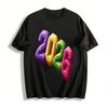 2026 Colorful Number Print Casual Unisex Top Pure Cotton T-shirt