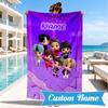Custom Name K-pop BTS Artwork Characters Beach Towel Microfiber Beach Towel, Lightweight and Quick-Dry, for Summer Travel, Swimming Pool Gift