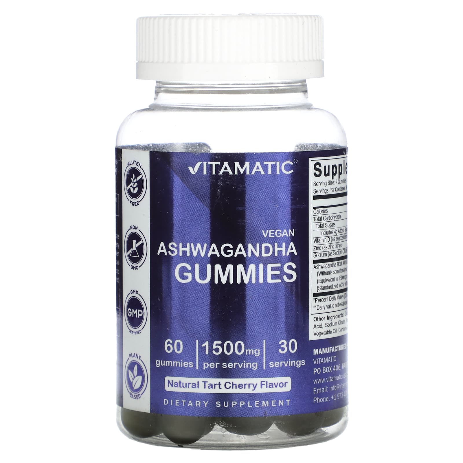 

Vegan Ashwagandha, Natural Tart Cherry, 1,500Mg, 60 Gummies (750Mg per Gummi)