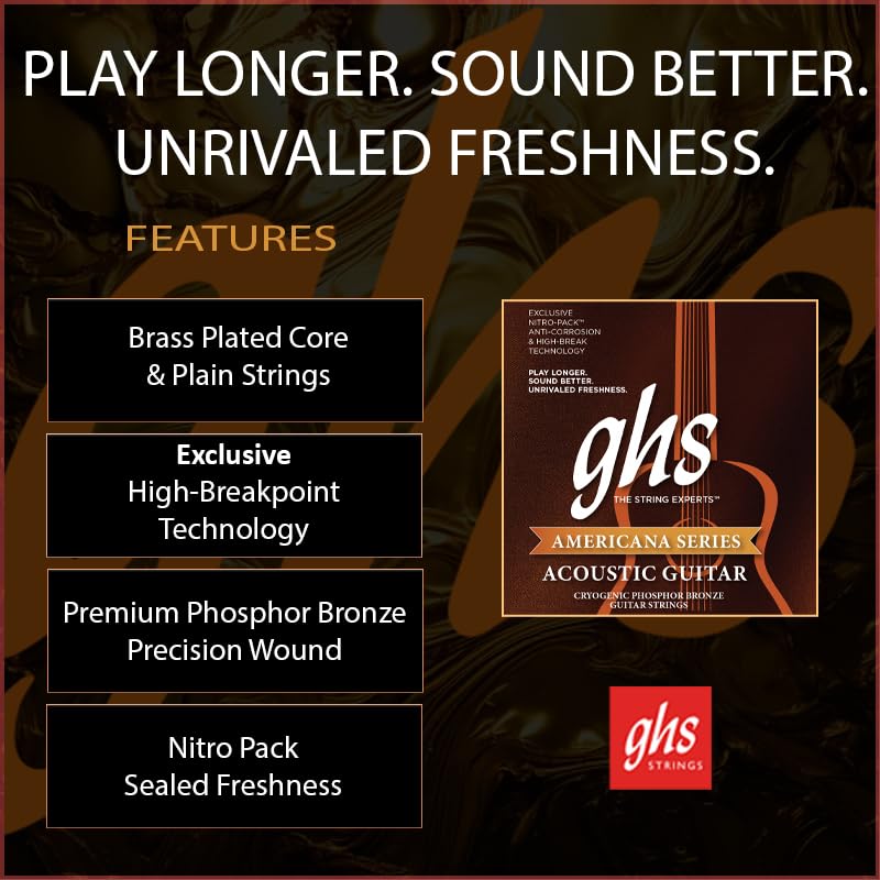 Ghs Americana Series Acoustic Guitar Light S425 Strings, 12-54