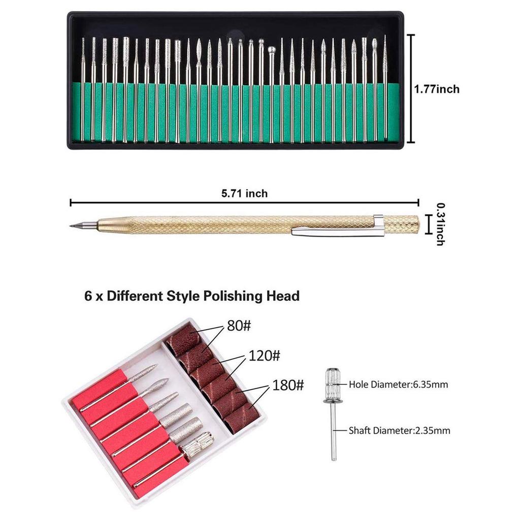 ABUL-2X Electric Engraver Pen,Engraving Tool Kit For Metal Glass Stones Plastic Wood With Polishing Head,Us Plug