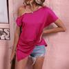 Women's Summer One-Shoulder Short-Sleeve Casual T-Shirt with Twisted Metal Strap