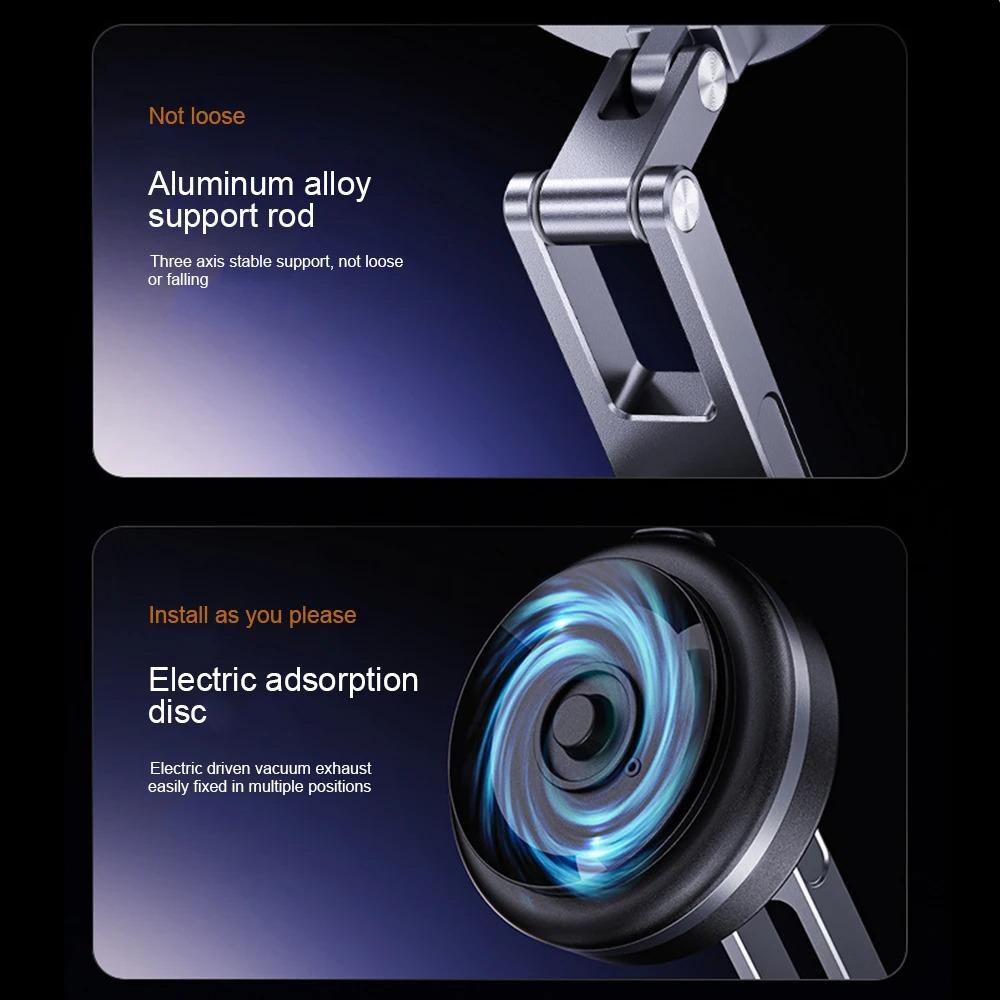 360° Rotating Phone Holder Folding Electric Vacuum Suction Cup Magnetic Suction Bracket Mirror Navigation Car Phone Holder