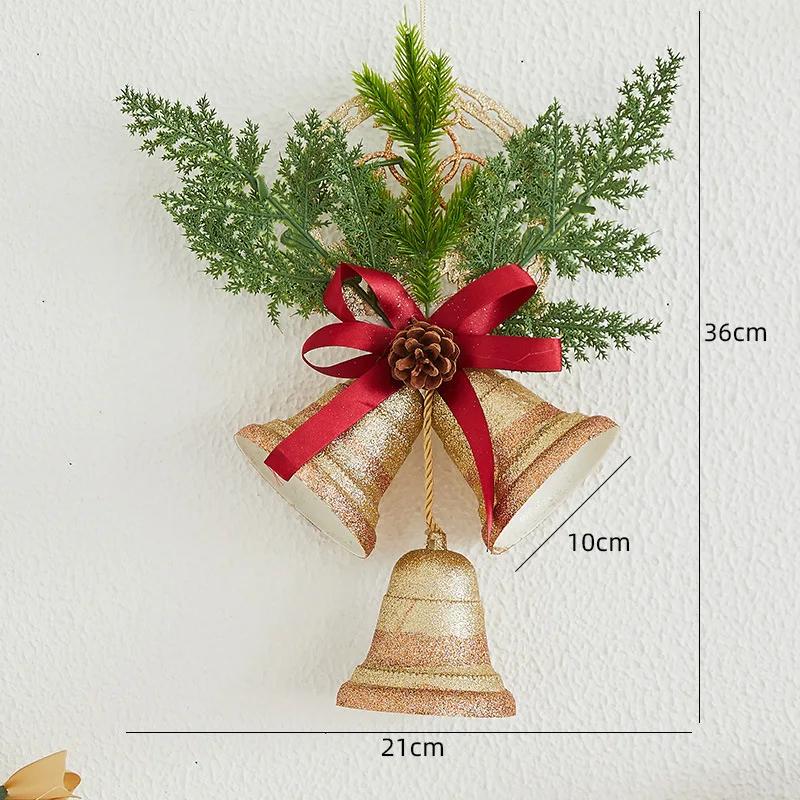 Christmas Lighted Bell Ornaments Hanging Large Jingle Bells Decorations for Tree with Holly Berry for Indoor Outdoor Christma