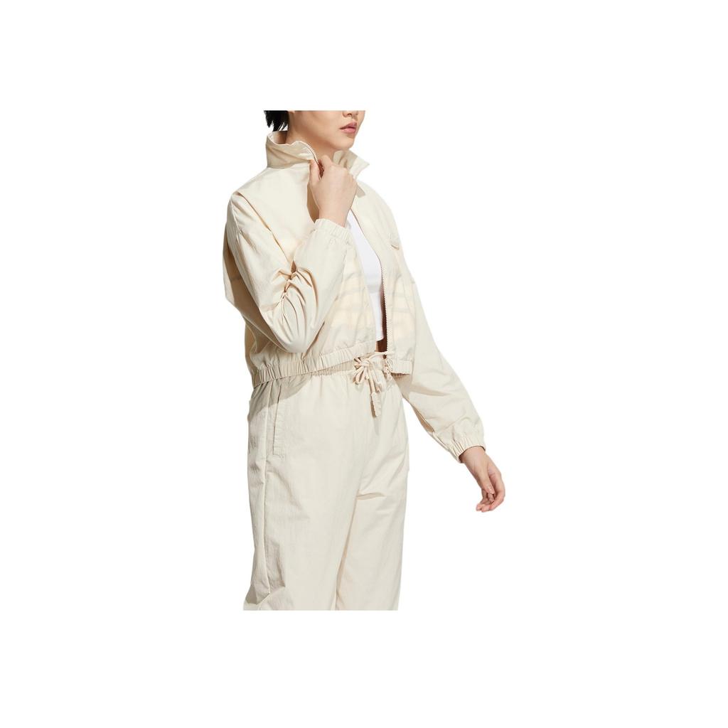 Adidas Originals Trefoil FW22 Einfarbig Logo-Patch Kordelzug Taille Stehkragen Sportjacke Damenjacke Off-White HS1938