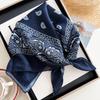 Retro Navy Blue Cashew Flower Western Denim American Small Square Scarf Thin Women's Summer Sun Protection Neck Scarf Scarf Men