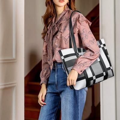 Einkaufstasche Damen Neue Mode Damen Umhängetasche Lässige leichte große Kapazität Karierte Tasche Leichte Handtasche